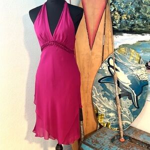 BCBGMaxAzria Fuchsia Halter Dress